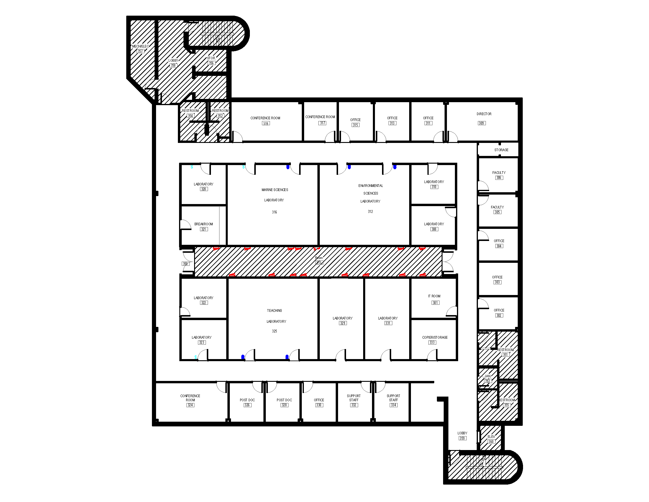 Marine Sciences building 3rd floor layout.