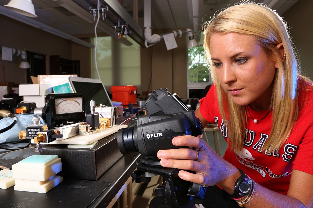 Student working in lab.