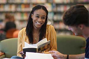 Economic Student studying in the library.