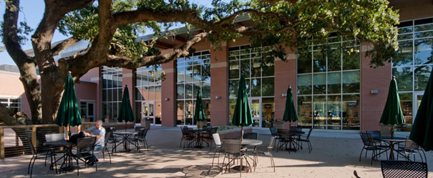 Outside Back Patio at the Campus Recreation Center.