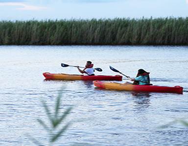 Two people canoeing