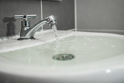 Sink with running water