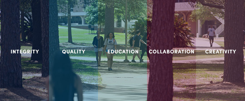 Campus Image with students walking to class