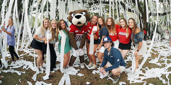 Southpaw with students at Junk the Jungle.